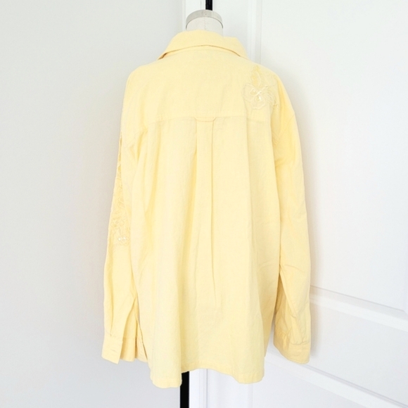 Vtg Quaker Factory Embellished Floral Button-Up Top Fall Gift Retro Spring Work - Picture 4 of 7